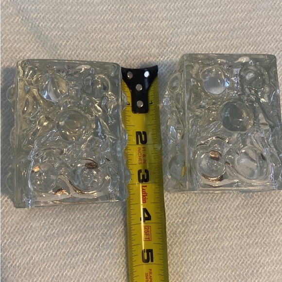 Vintage Bohemia Czech Glass Candlestick Holders Bubble Textured Clear Glass - Picture 4 of 5